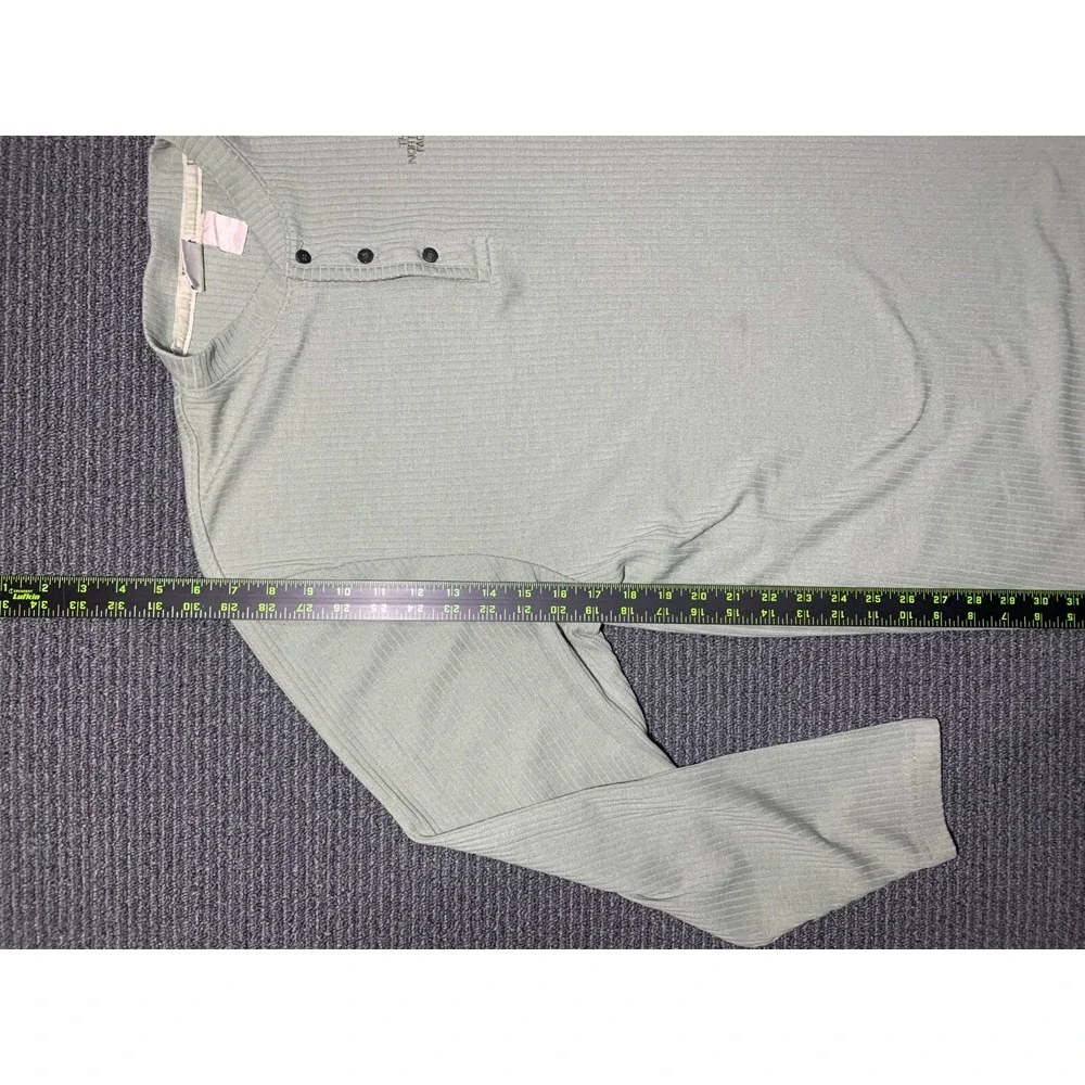 The North Face Henley Shirt Mens XL Green Waffle Knit Long Sleeve Pullover